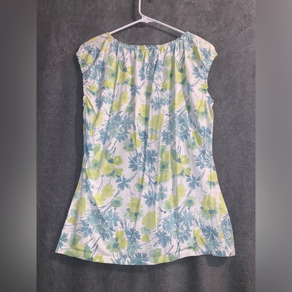 Ann Loft LOFT shirt size XL color blue and yellowish green patterns - Picture 2 of 3